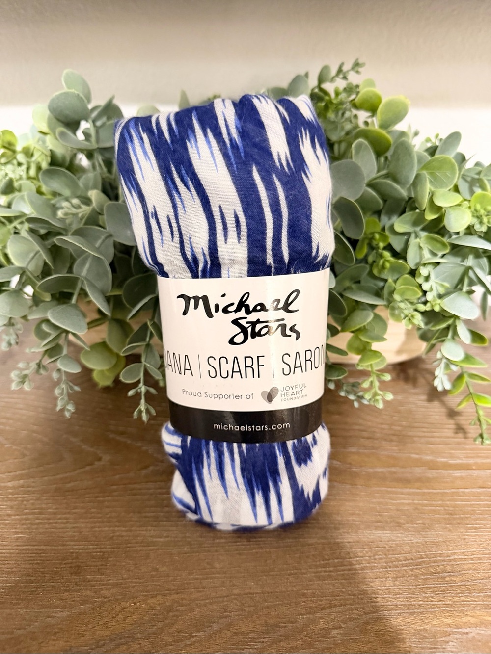 Michael Stars Navy & White Ikat-Style Scarf/Sarong